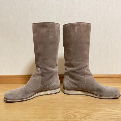 PRADA Long Boots Shoes EU 36 US 6 Suede Brown Authentic