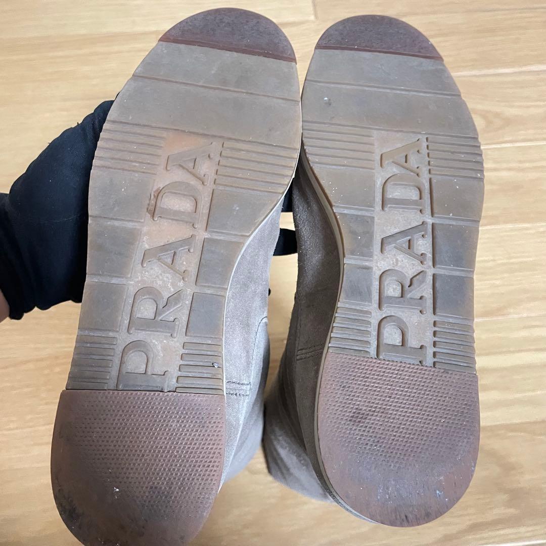 PRADA Long Boots Shoes EU 36 US 6 Suede Brown Authentic