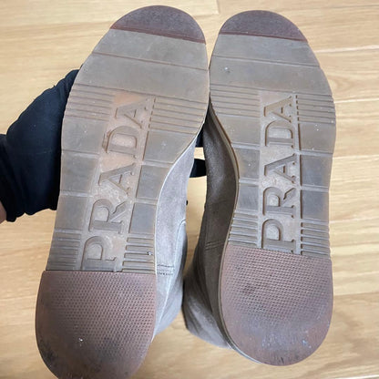 PRADA Long Boots Shoes EU 36 US 6 Suede Brown Authentic