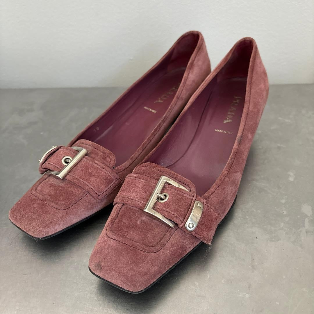 PRADA Shoes Pumps Heel EU 38 US 8 Suede Smoke Pink Authentic