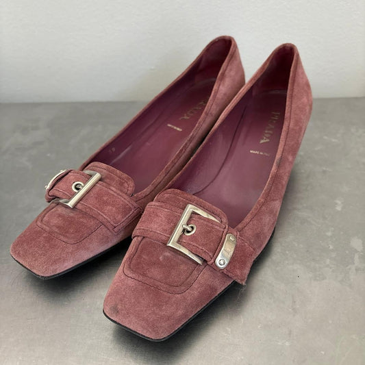 PRADA Shoes Pumps Heel EU 38 US 8 Suede Smoke Pink Authentic