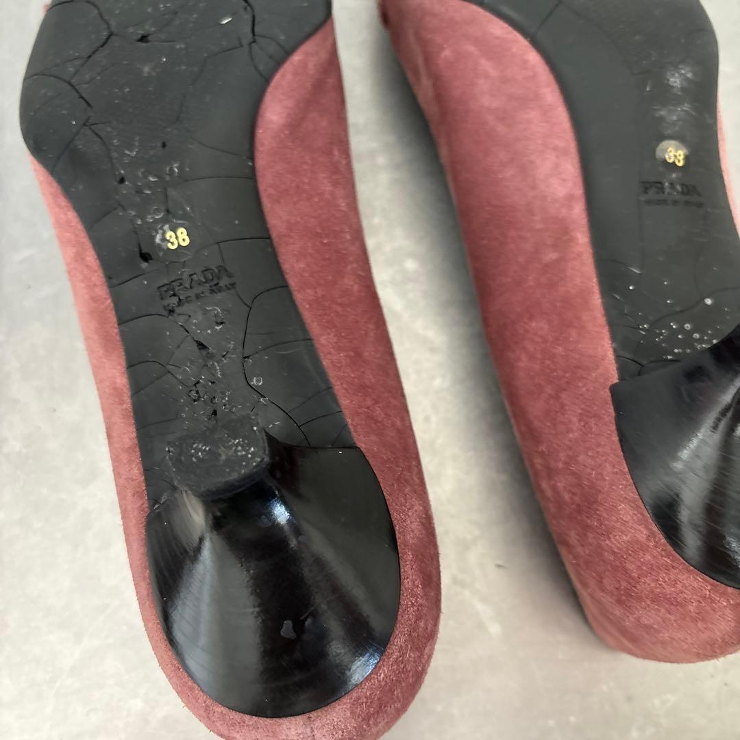 PRADA Shoes Pumps Heel EU 38 US 8 Suede Smoke Pink Authentic