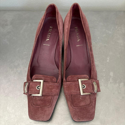 PRADA Shoes Pumps Heel EU 38 US 8 Suede Smoke Pink Authentic