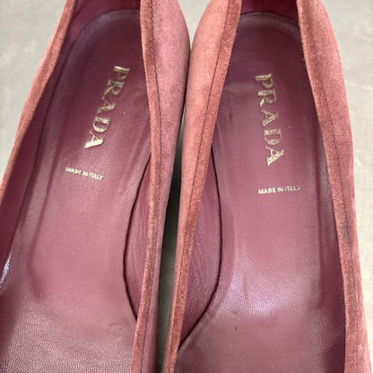 PRADA Shoes Pumps Heel EU 38 US 8 Suede Smoke Pink Authentic