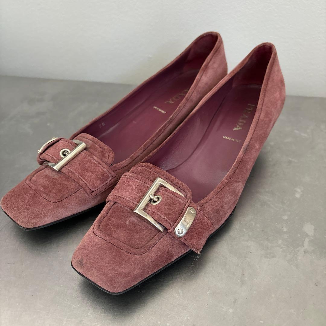 PRADA Shoes Pumps Heel EU 38 US 8 Suede Smoke Pink Authentic
