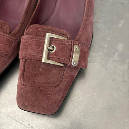 PRADA Shoes Pumps Heel EU 38 US 8 Suede Smoke Pink Authentic