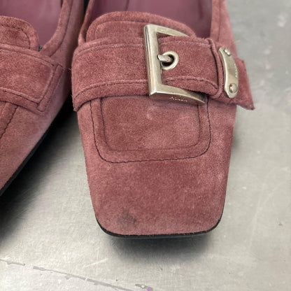 PRADA Shoes Pumps Heel EU 38 US 8 Suede Smoke Pink Authentic