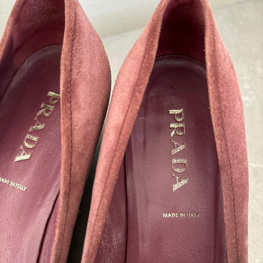 PRADA Shoes Pumps Heel EU 38 US 8 Suede Smoke Pink Authentic