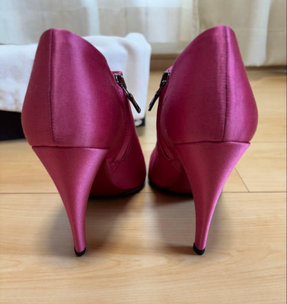 PRADA Shoes Pumps Heel EU 37.0 US 7.0 Satin Pink Authentic