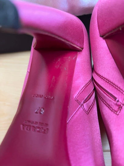 PRADA Shoes Pumps Heel EU 37.0 US 7.0 Satin Pink Authentic