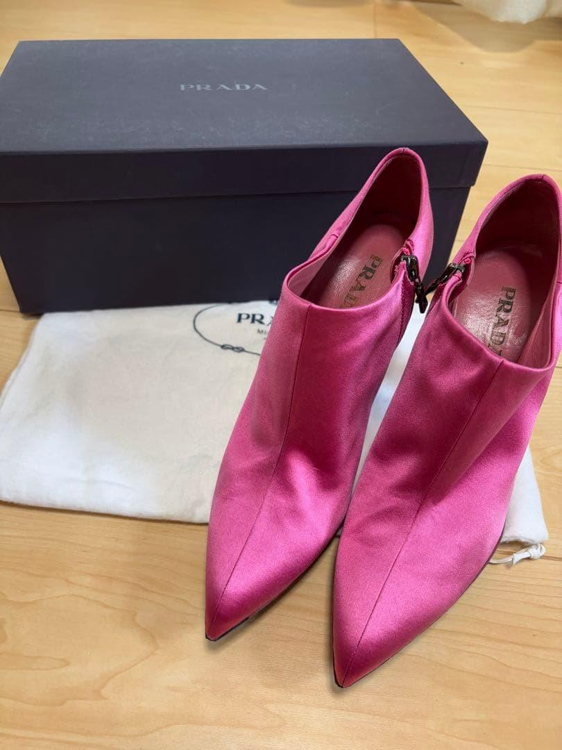 PRADA Shoes Pumps Heel EU 37.0 US 7.0 Satin Pink Authentic