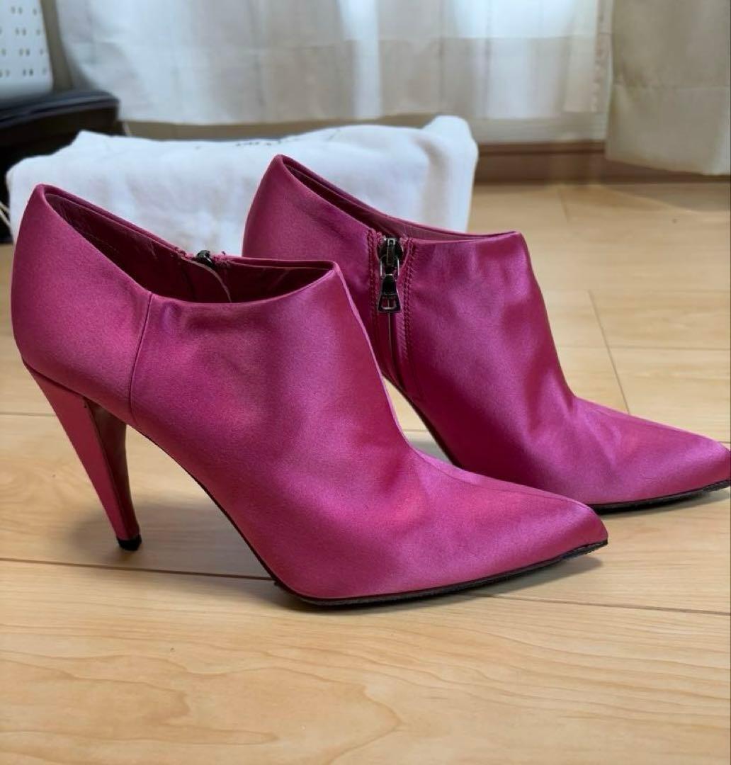 PRADA Shoes Pumps Heel EU 37.0 US 7.0 Satin Pink Authentic