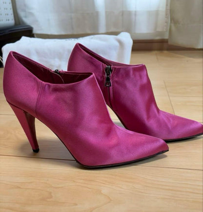 PRADA Shoes Pumps Heel EU 37.0 US 7.0 Satin Pink Authentic