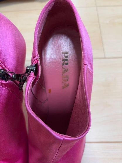 PRADA Shoes Pumps Heel EU 37.0 US 7.0 Satin Pink Authentic