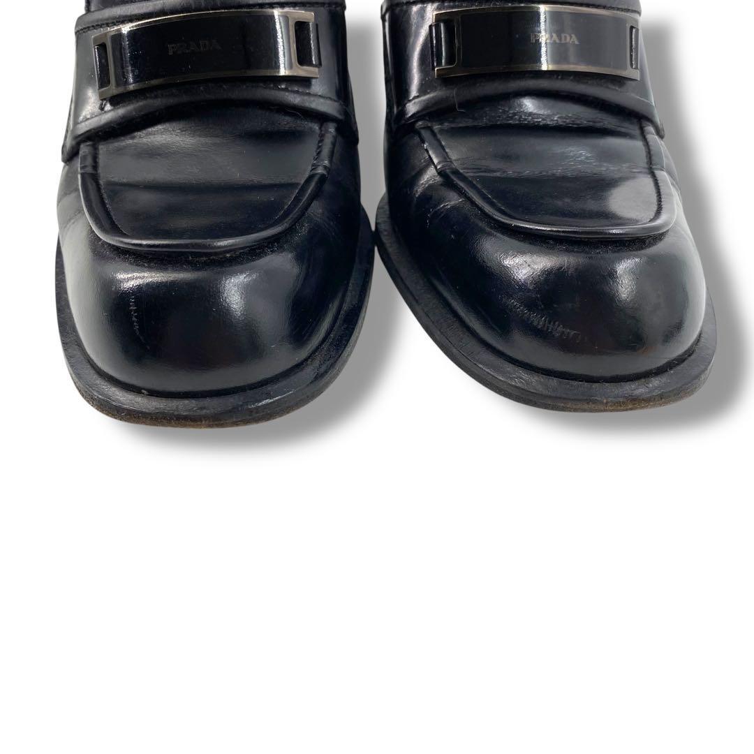PRADA Shoes Pumps Heel Loafers EU 36 US 6 Leather Black Authentic