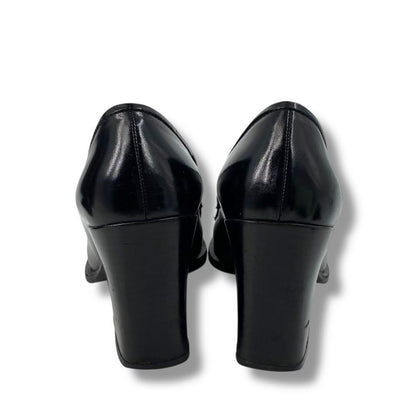 PRADA Shoes Pumps Heel Loafers EU 36 US 6 Leather Black Authentic