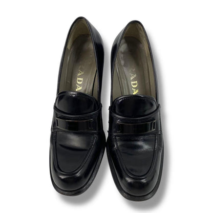 PRADA Shoes Pumps Heel Loafers EU 36 US 6 Leather Black Authentic