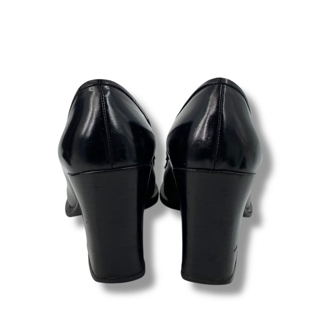 PRADA Shoes Pumps Heel Loafers EU 36 US 6 Leather Black Authentic
