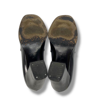 PRADA Shoes Pumps Heel Loafers EU 36 US 6 Leather Black Authentic