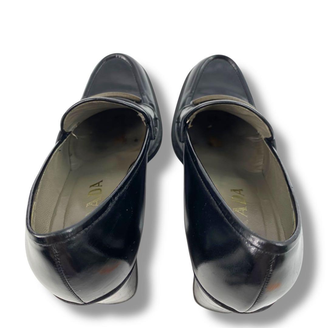 PRADA Shoes Pumps Heel Loafers EU 36 US 6 Leather Black Authentic