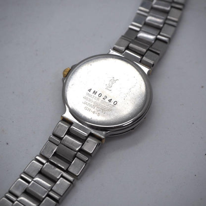 Saint Laurent Quartz Watch Wristwatch YSL Cassandra Navy Blue Silver Women's