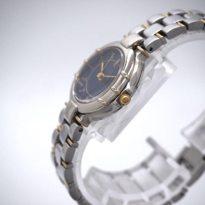 Saint Laurent Quartz Watch Wristwatch YSL Cassandra Navy Blue Silver Women's