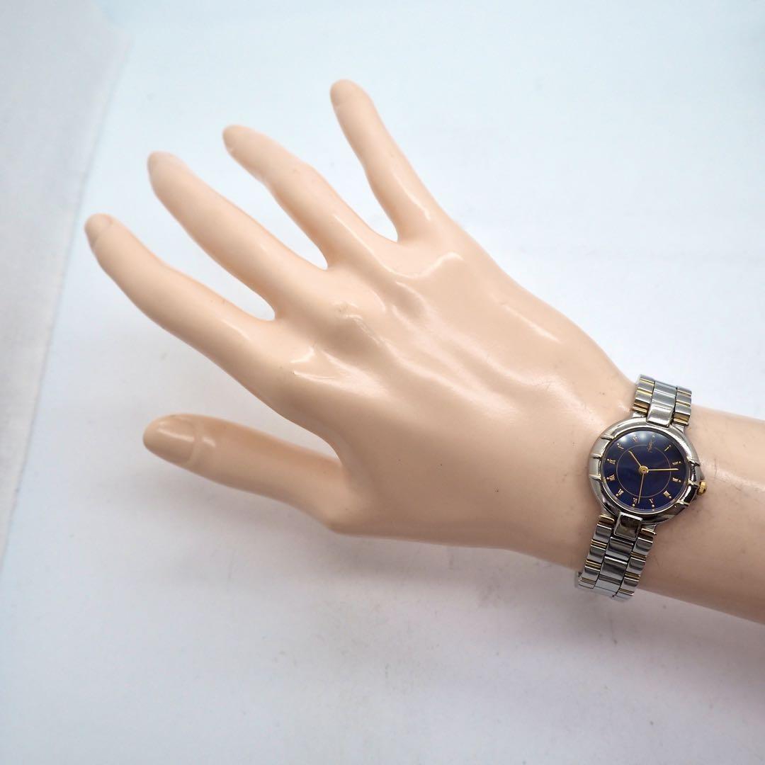 Saint Laurent Quartz Watch Wristwatch YSL Cassandra Navy Blue Silver Women's