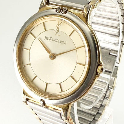 Saint Laurent Quartz Watch Wristwatch YSL Cassandra Logo Gold Silver Women's