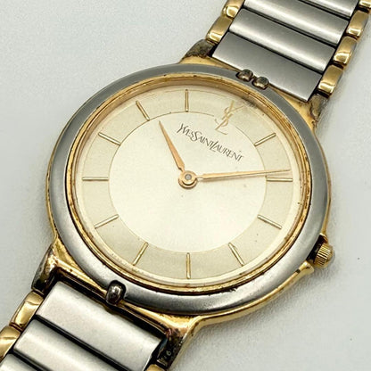 Saint Laurent Quartz Watch Wristwatch YSL Cassandra Logo Gold Silver Women's