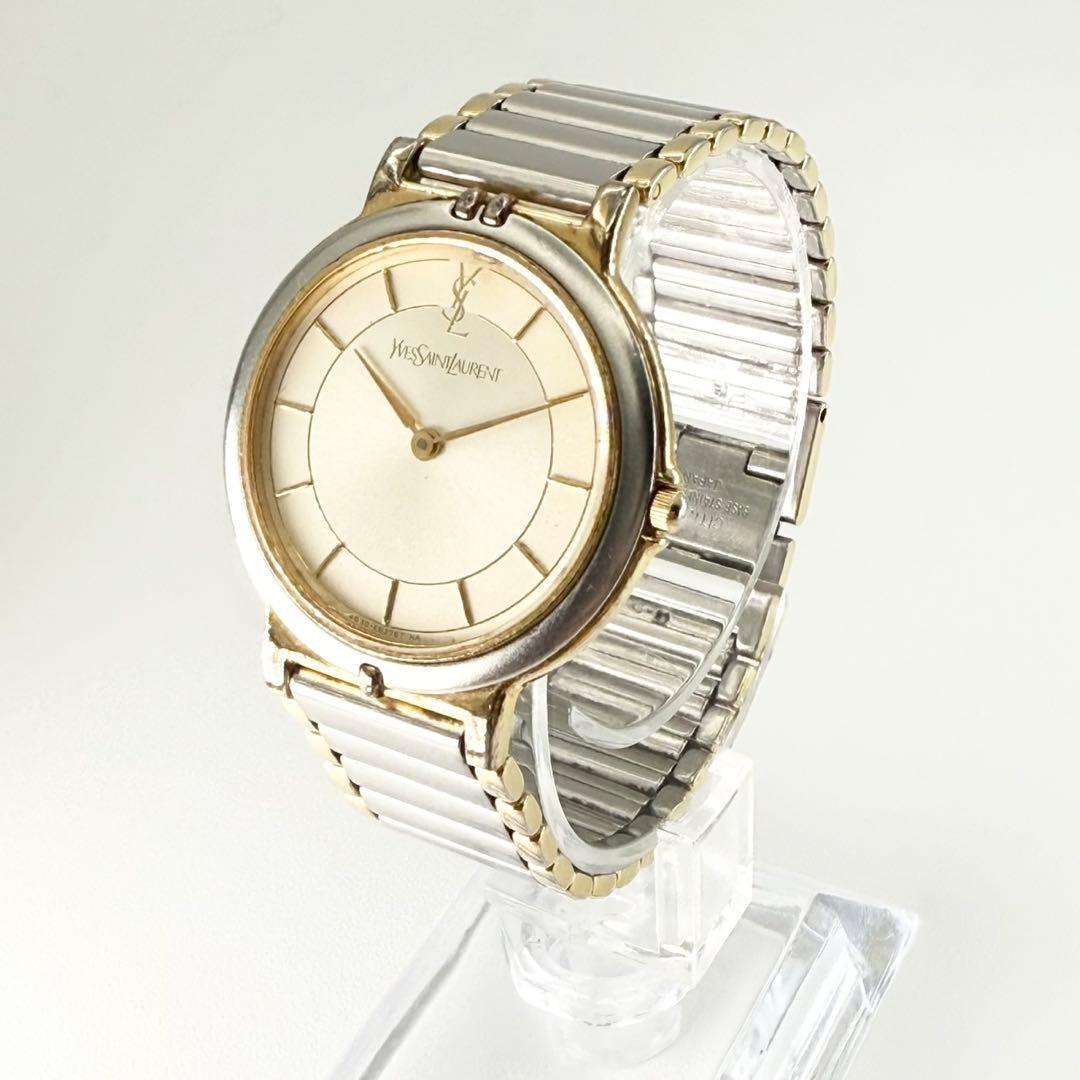 Saint Laurent Quartz Watch Wristwatch YSL Cassandra Logo Gold Silver Women's