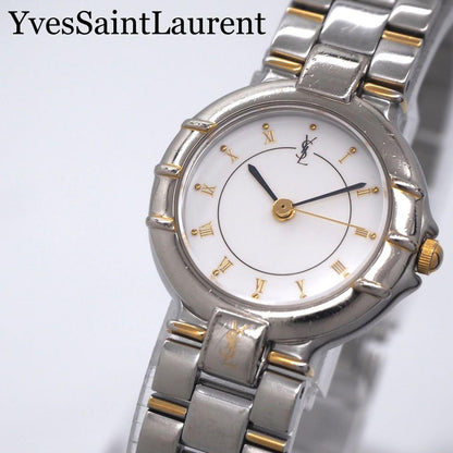 Saint Laurent Quartz Watch Wristwatch YSL Cassandra Gold Silver Women's Auth