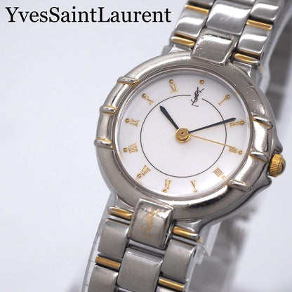 Saint Laurent Quartz Watch Wristwatch YSL Cassandra Gold Silver Women's Auth