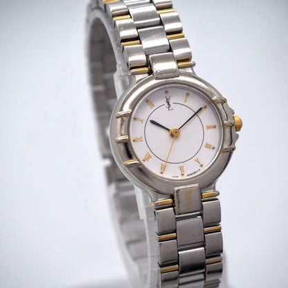 Saint Laurent Quartz Watch Wristwatch YSL Cassandra Gold Silver Women's Auth