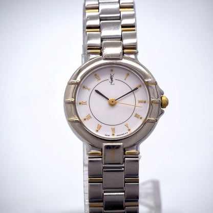 Saint Laurent Quartz Watch Wristwatch YSL Cassandra Gold Silver Women's Auth
