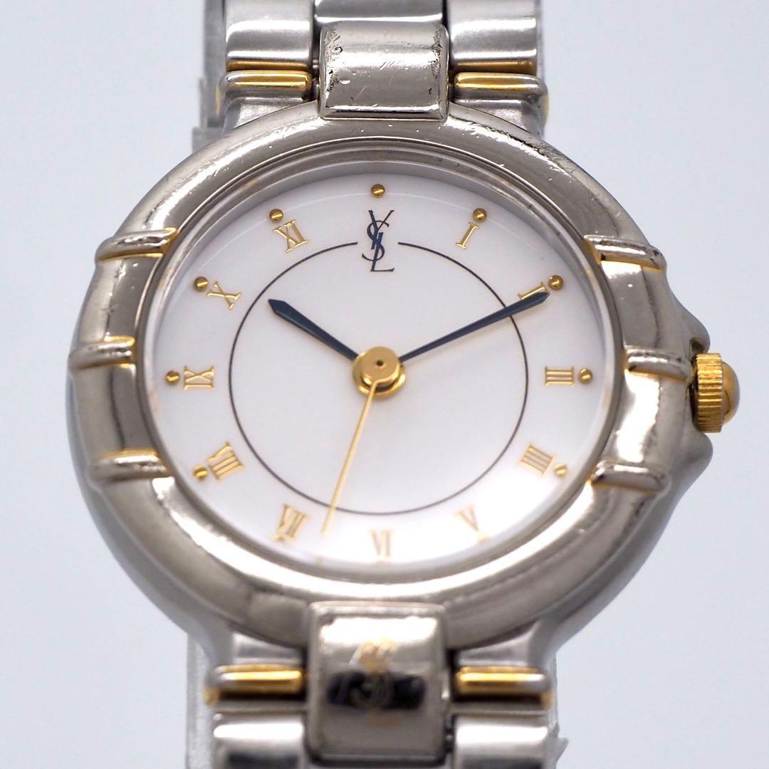 Saint Laurent Quartz Watch Wristwatch YSL Cassandra Gold Silver Women's Auth