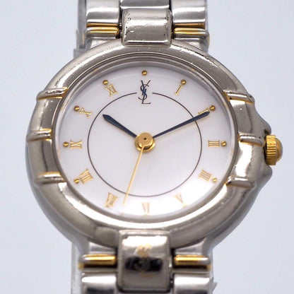 Saint Laurent Quartz Watch Wristwatch YSL Cassandra Gold Silver Women's Auth