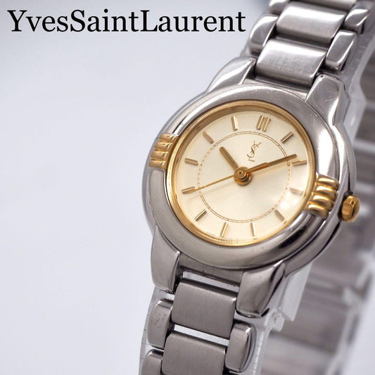 Saint Laurent Quartz Watch Wristwatch YSL Cassandra Gold Silver Women's Auth