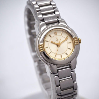 Saint Laurent Quartz Watch Wristwatch YSL Cassandra Gold Silver Women's Auth