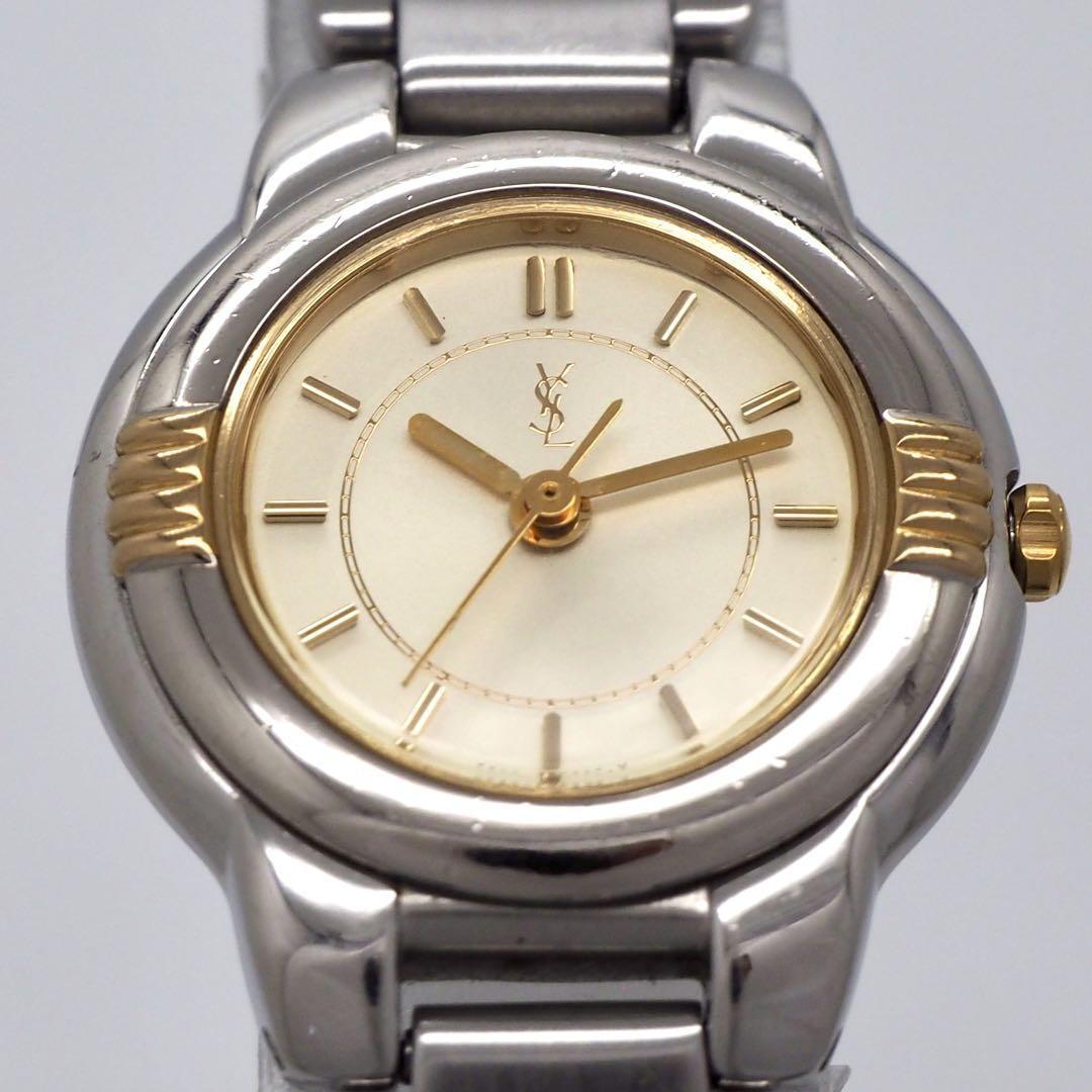 Saint Laurent Quartz Watch Wristwatch YSL Cassandra Gold Silver Women's Auth