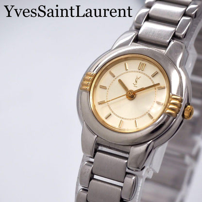 Saint Laurent Quartz Watch Wristwatch YSL Cassandra Gold Silver Women's Auth
