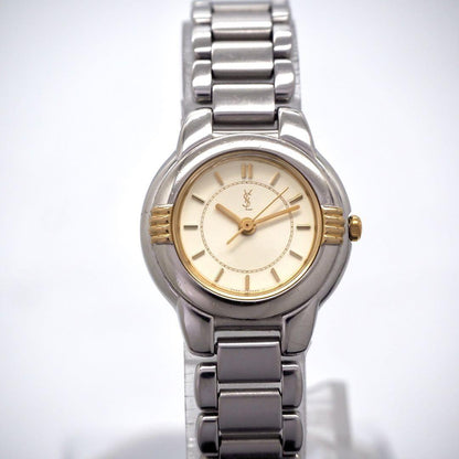 Saint Laurent Quartz Watch Wristwatch YSL Cassandra Gold Silver Women's Auth