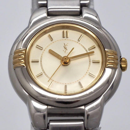 Saint Laurent Quartz Watch Wristwatch YSL Cassandra Gold Silver Women's Auth