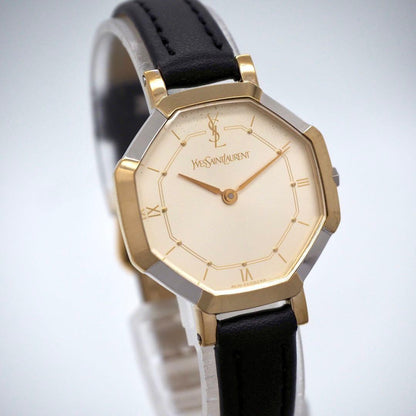 Saint Laurent Quartz Watch Wristwatch YSL Cassandra Champagne Gold Women's Auth