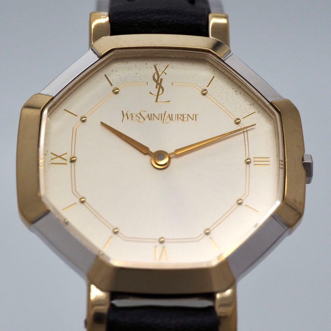 Saint Laurent Quartz Watch Wristwatch YSL Cassandra Champagne Gold Women's Auth
