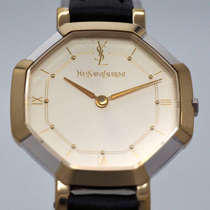 Saint Laurent Quartz Watch Wristwatch YSL Cassandra Champagne Gold Women's Auth