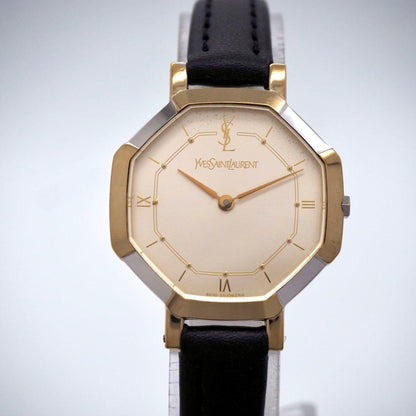 Saint Laurent Quartz Watch Wristwatch YSL Cassandra Champagne Gold Women's Auth