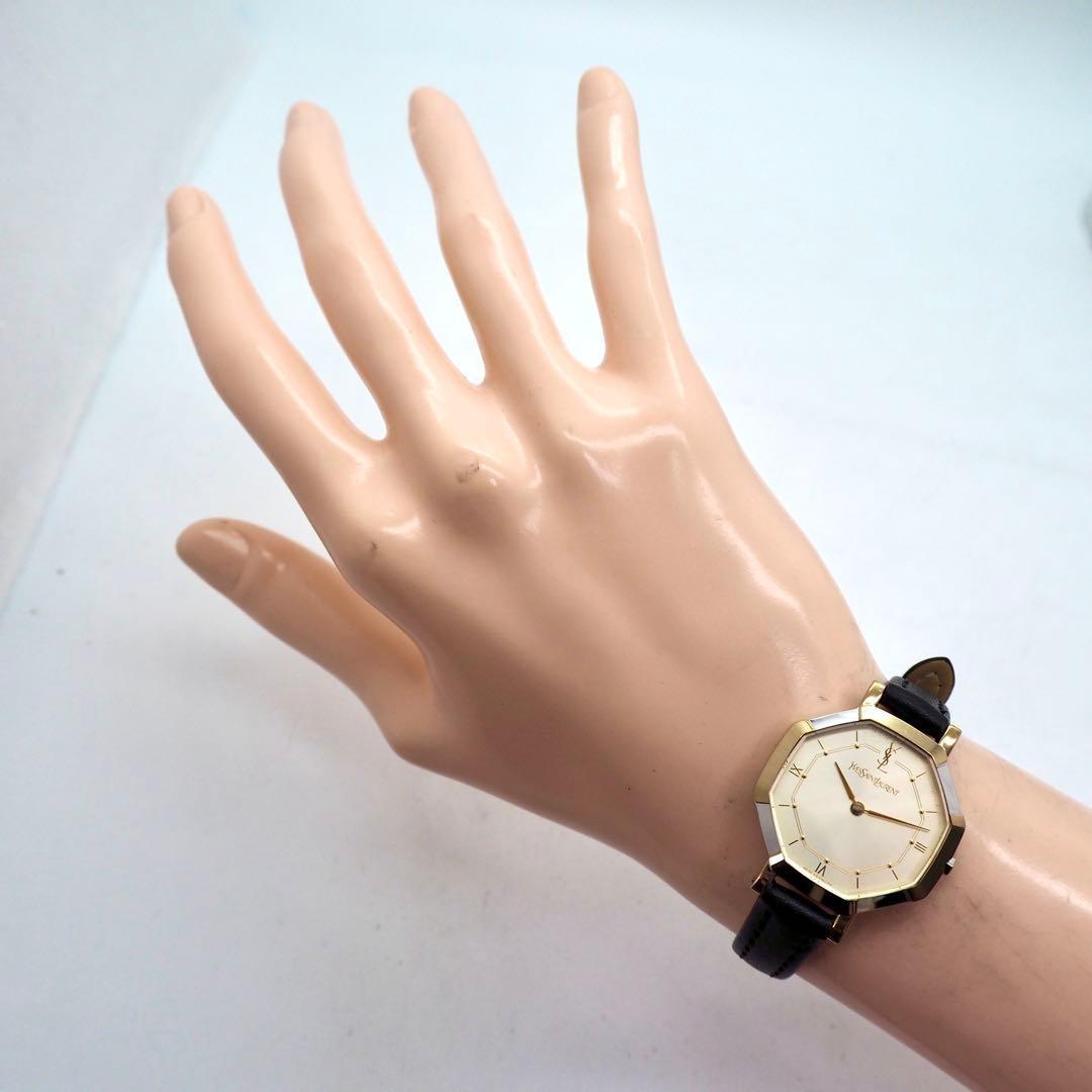 Saint Laurent Quartz Watch Wristwatch YSL Cassandra Champagne Gold Women's Auth