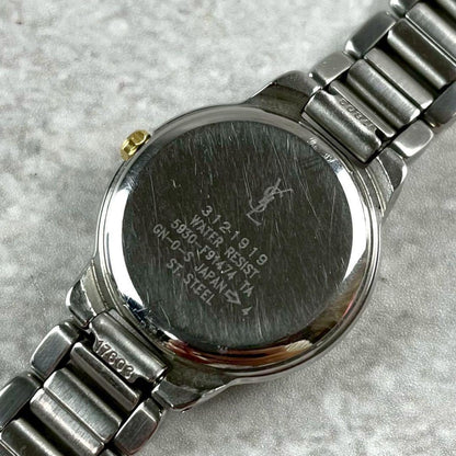 Saint Laurent Quartz Watch Wristwatch YSL Cassandra Blue Gold Silver Women's