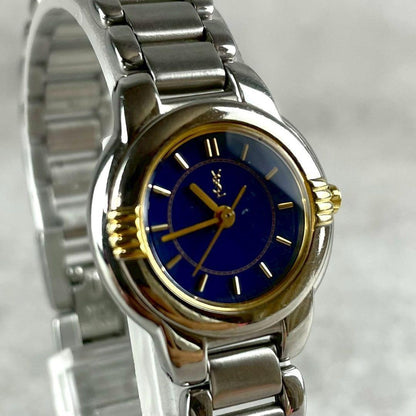 Saint Laurent Quartz Watch Wristwatch YSL Cassandra Blue Gold Silver Women's