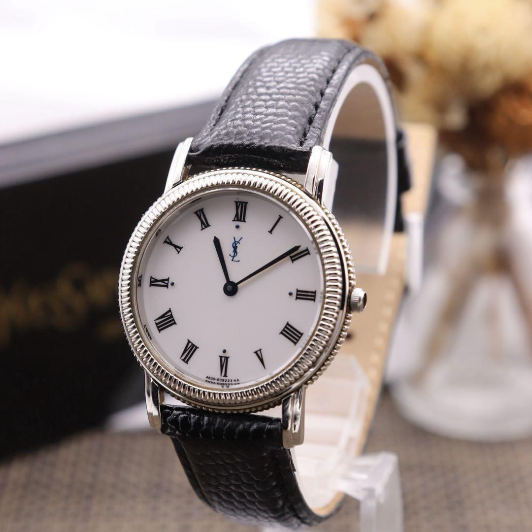 Saint Laurent Quartz Watch Wristwatch YSL Cassandra Silver Women's Auth